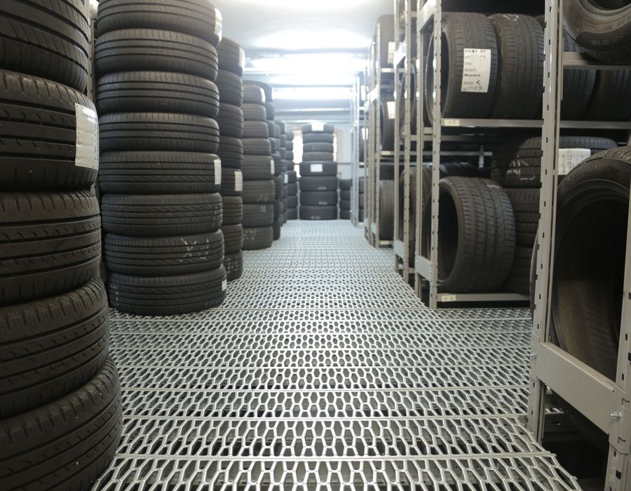 Stack of new tyres